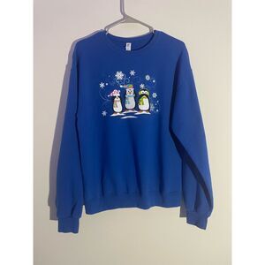Jerzees Size Medium Winter Penguin Crew Neck